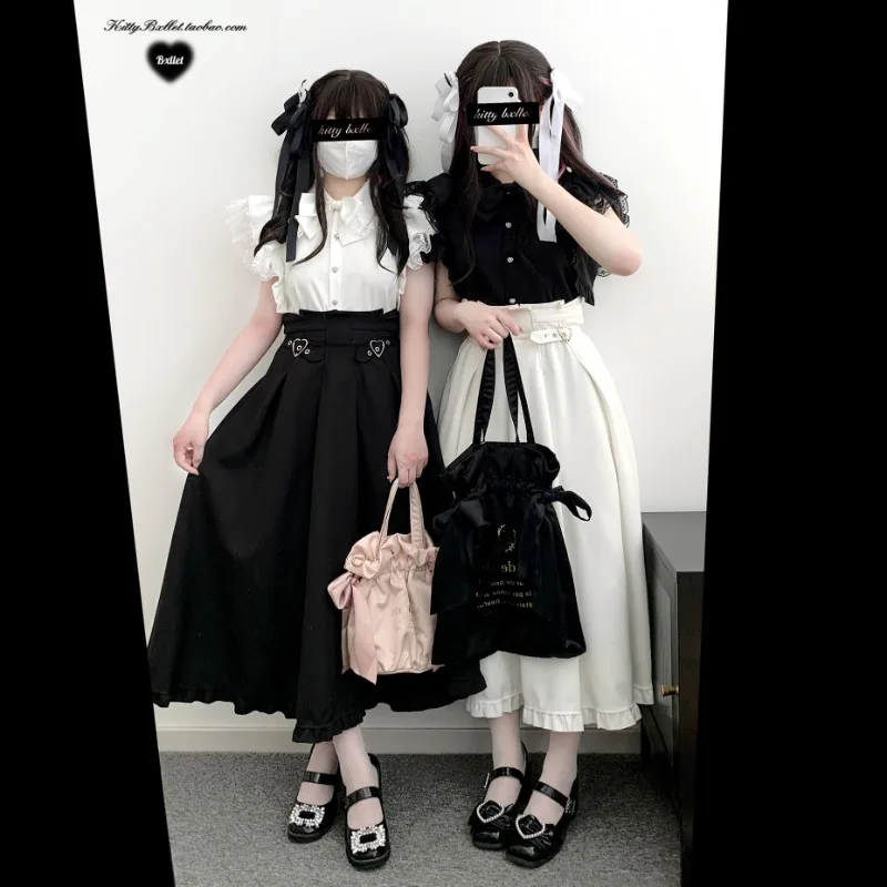 Осень 2023 новые черные длинные юбки в японском стиле Rojita с высокой талией и