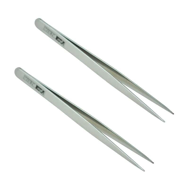 

Hot 2X 5.1 Inch Long Silver Tone Stainless Steel Extra Fine Pointed Tweezers