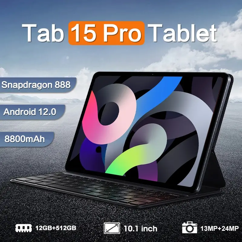 

Tab 15 Pro Tablet Global Version Android 12.0 Snapdragon 888 Tablette PC 10.1 Inch 12GB 512GB Google Play Tablets 4G/5G Dual Sim