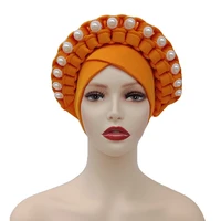 bushra muslim turban hat space layer sunflower adjustable hat autogele african hat pearl solid color new style 2022