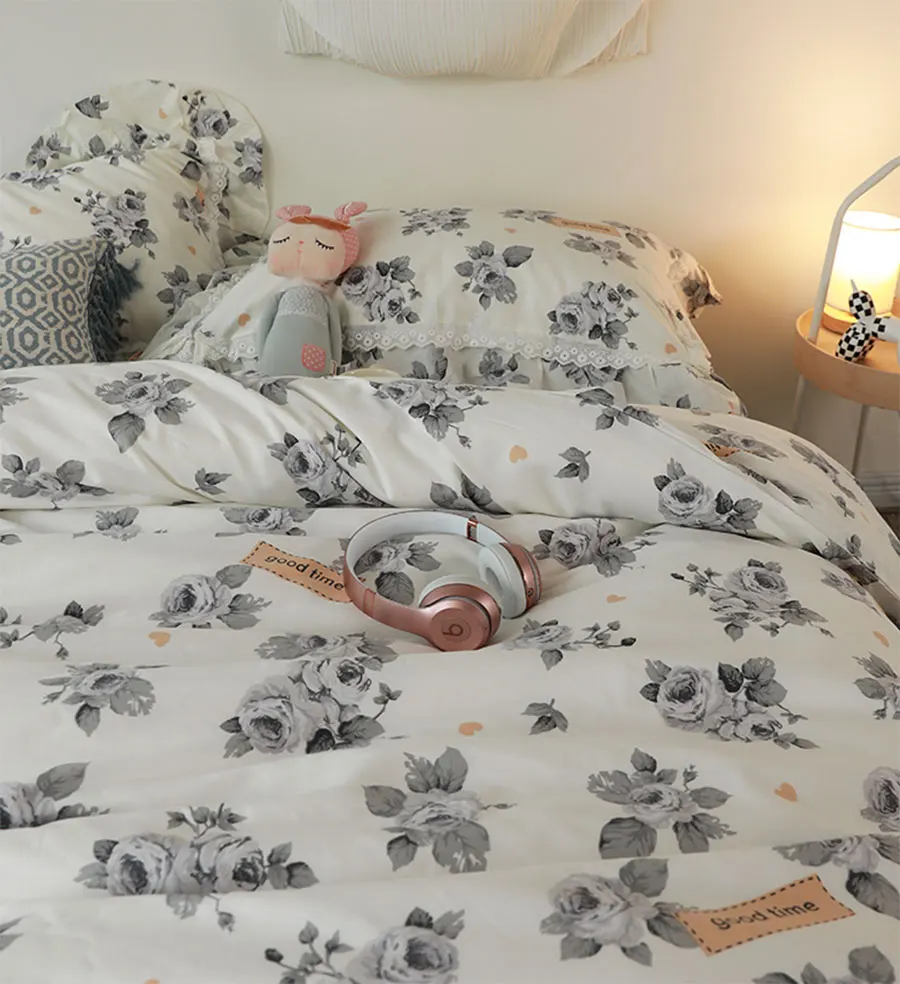 

Rustic pastoral flower bedding set,single double cotton twin full queen king home textile flat sheet pillow case duvet cover