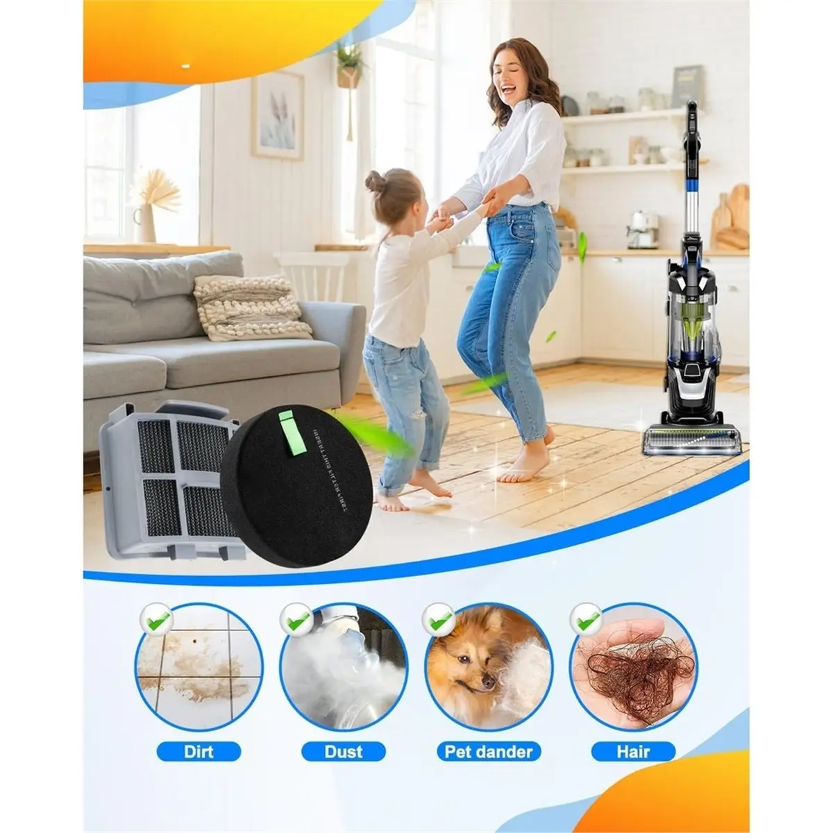 Фото обновление. Фильтры, совместимые с Bissell Pet Hair Eraser Turbo Lift-Off, SurfaceSense 3418 3415 3774F №4