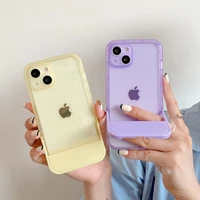 transparent stand holder phone case for iphone 13 12 11 pro max x xs max xr shockproof kickstand cute candy soft silicone cover
