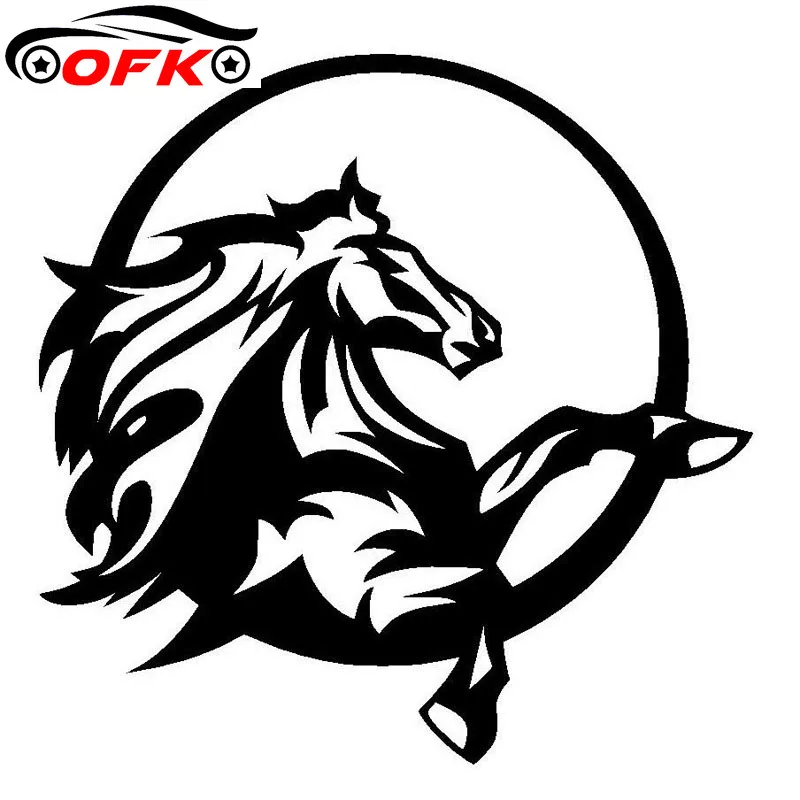 

OFK Mustang Graphic Fashion Horse Car Styling Accessories Car Body Stickers Cover Black/Silver 13.5*13.4CM