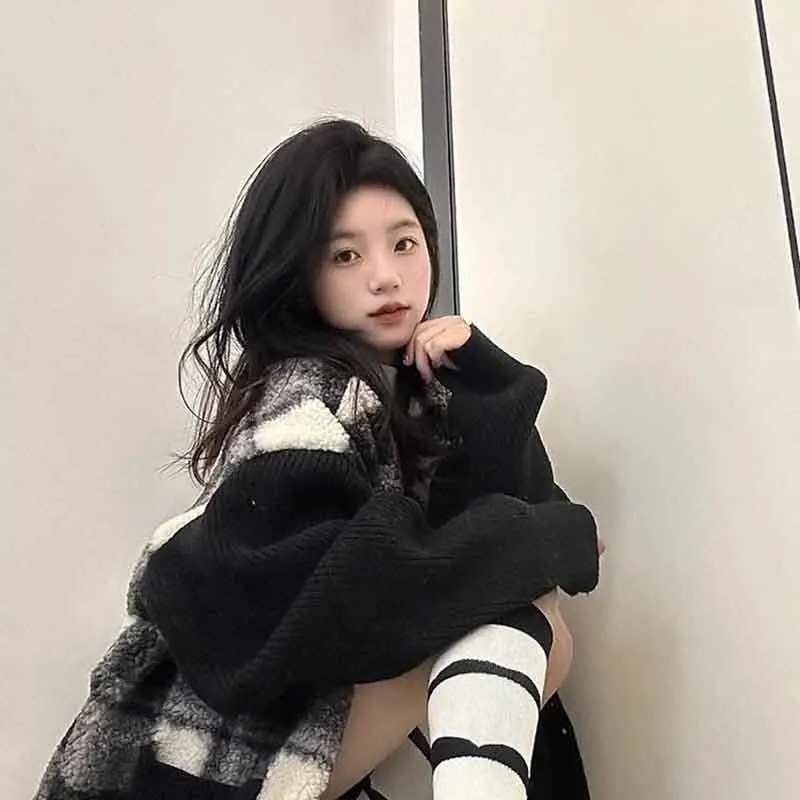 Осень и зима большие размеры 50 00 кг американский клетчатый свитер верхняя одежда