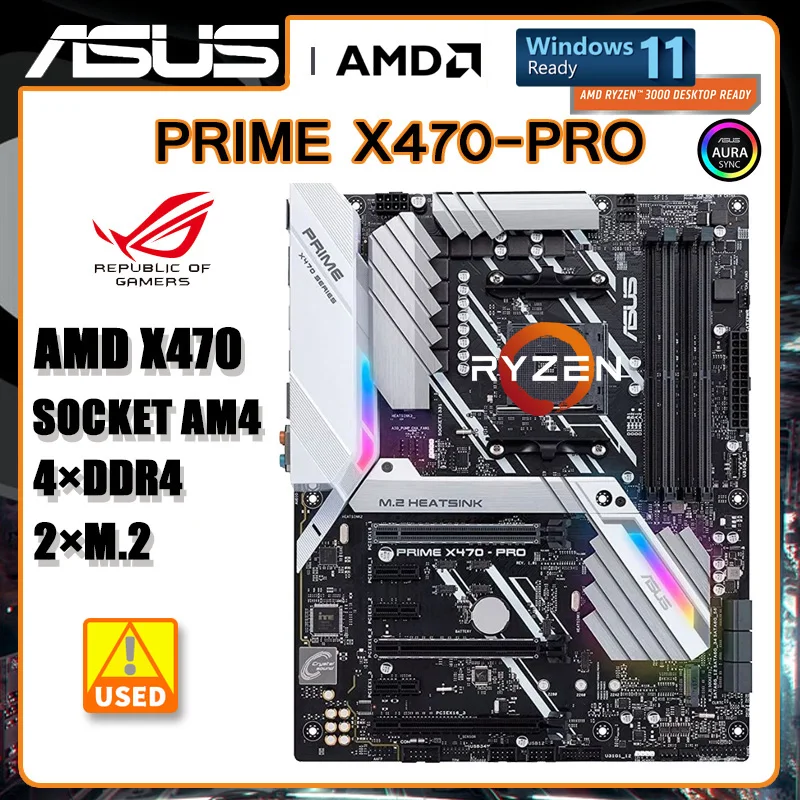 

X470 AM4 Motherboard For Ryzen 5 3600 cpus ASUS PRIME X470-PRO Motherboard DDR4 64GB PCI-E 3.0 USB3.1 2×M.2 6×SATA III ATX