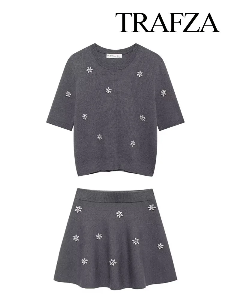 TRAFZA женский комплект из 2 предметов украшение ювелирных изделий вязаный пуловер