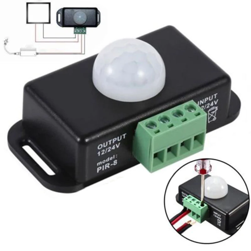 

12V/24V Body Infrared PIR Motion Sensor Switch LED Light Strip Automatic Accessories Automatic Infrared Motion Sensor Switch