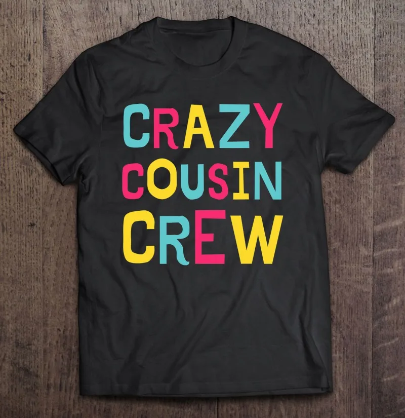 

Футболка для детей и взрослых, смешная сумасшедшая кузина, подходит для всей семьи, одежда для малышей, черный цвет, большие размеры, мужская...