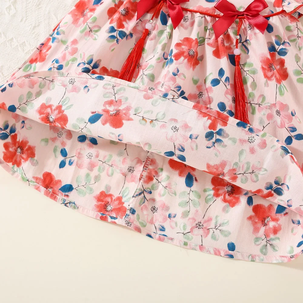 Детская юбка в китайском стиле милые летние цветы Бабочка со стоячим воротником