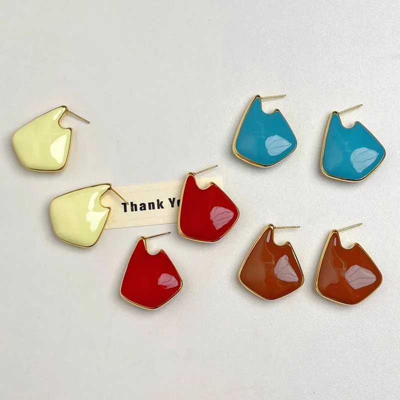 Винтажные цветные эмалированные металлические массивные серьги-гвоздики для