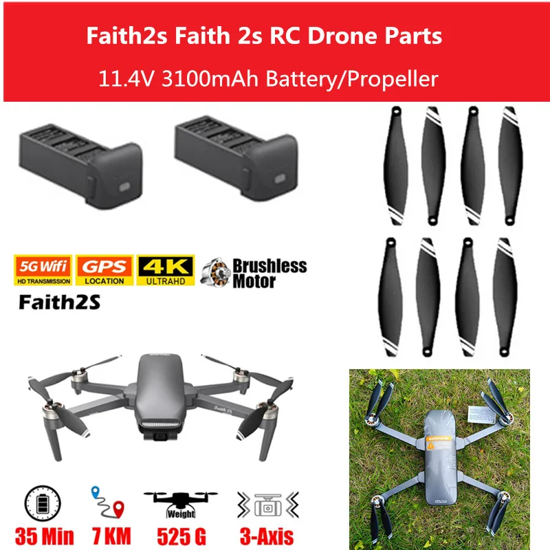 

Faith 2s Faith2s RC Drone Spare Parts Accessories Propeller 11.4V 3100mAh Battery Faith 2s Drone Battery Faith 2 Blades