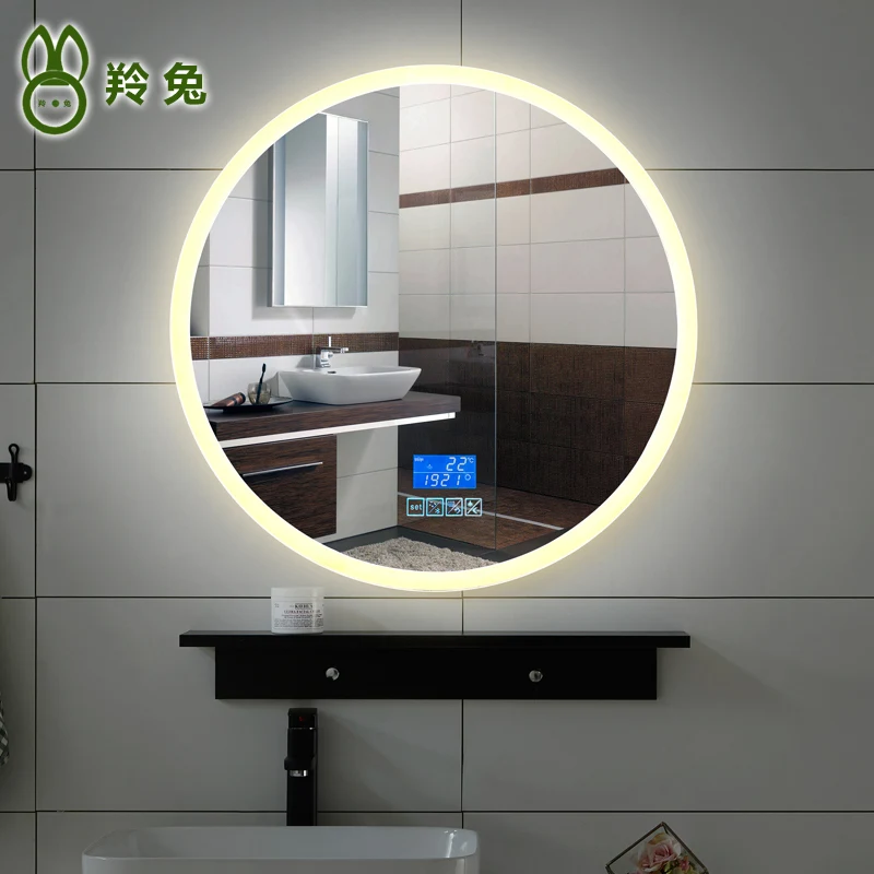 

Magnifying Shower Bathroom Mirrors With Lights Anti Fog Round Wall Large Mirror Vanity Backlight Espejos Con Luces Smart Mirror