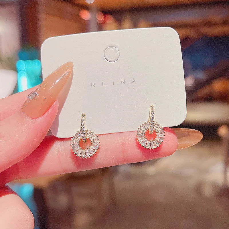 

S925 Sterling Silver Needle Super Elegant Zirconia Decor Elegant Drop Earrings