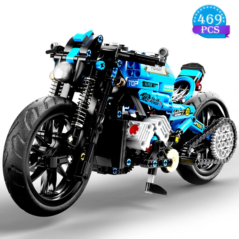 

469pcs Expert Moc Famous Locomotive Racing Motorcycle Building Blocks City Technical Vehicle Bricks toys Gift for Children