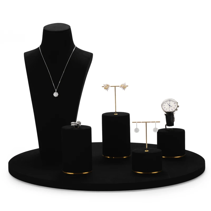 Black Light Luxury Jewelry Display Stand Earring Ring Watch Stand Oval Metal Stand jewlery organizer