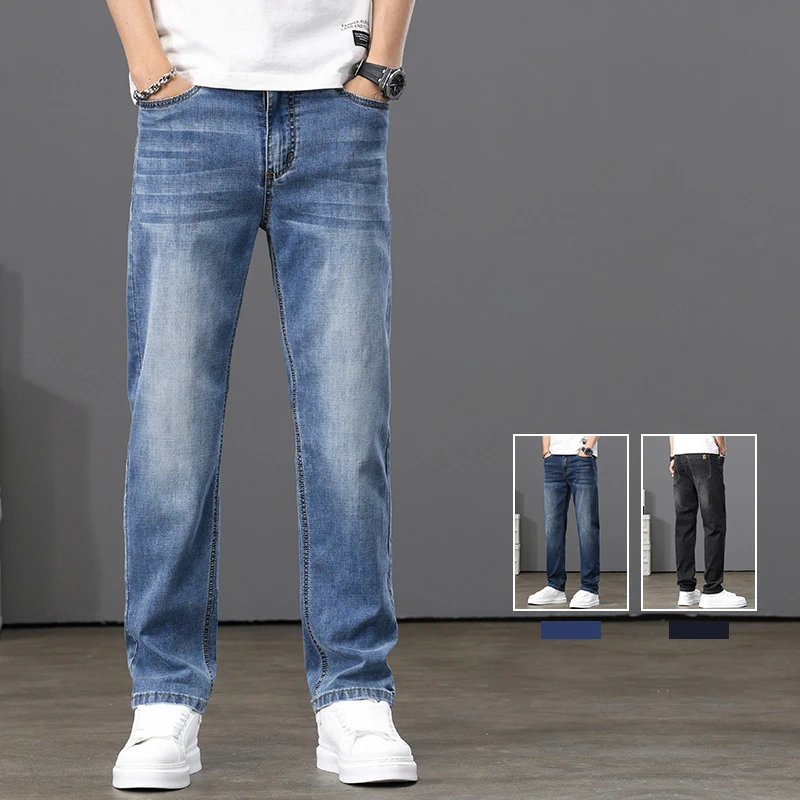 Высококачественные мужские джинсы: прямые джинсовые брюки стандартного кроя с