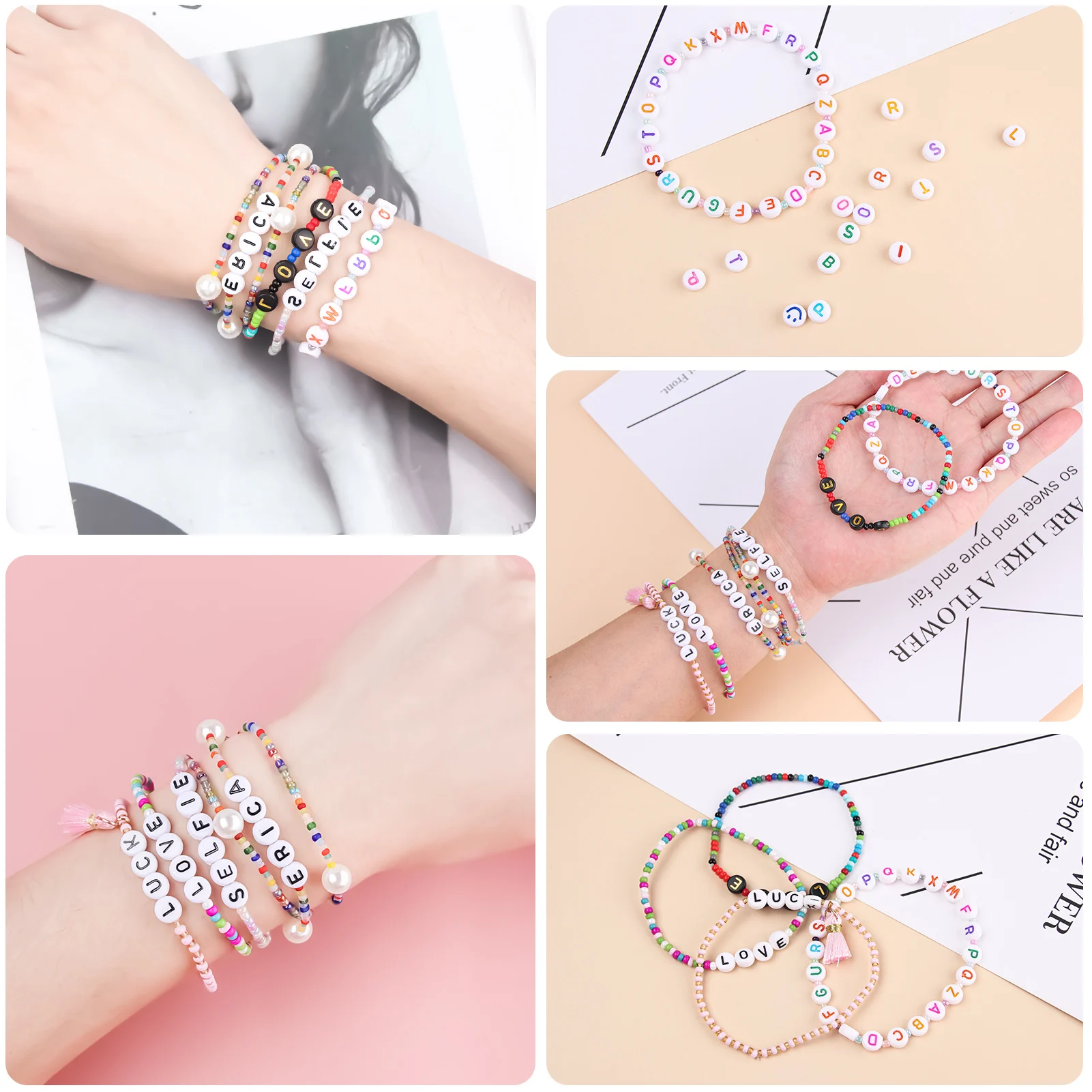 100 шт./партия акриловые бусины с буквами