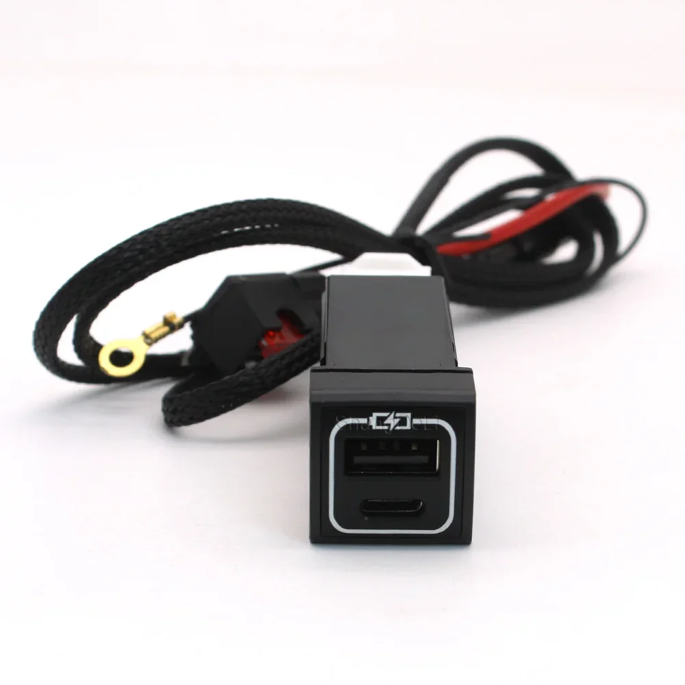 

12 В Двойные USB-порты QC3.0 мобильный телефон автомобильное быстрое зарядное устройство для Toyota Highlander Land Cruiser Prado 150 Rav4 Camry Corolla 18-22