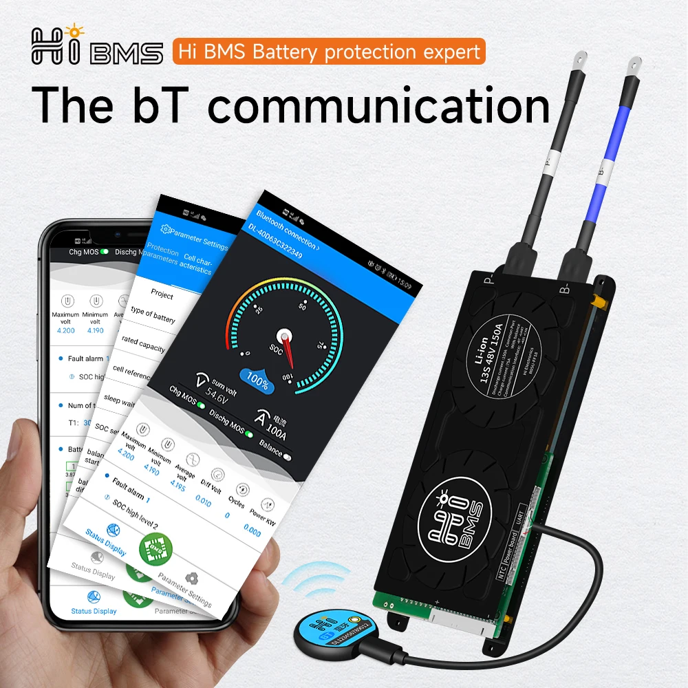 Smart BMS 16S Lifepo4 Li-ion 18650 Battery 48V 30A 40A 60A 80A 100A 120A 150A 200A 250A Bluetooth Balance Electric Scooter