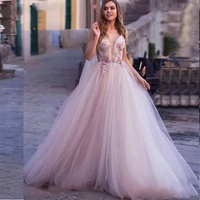custom made boho formal dress 2022 beach 3d flowers prom evening dresses backless puff tulle bridal gowns