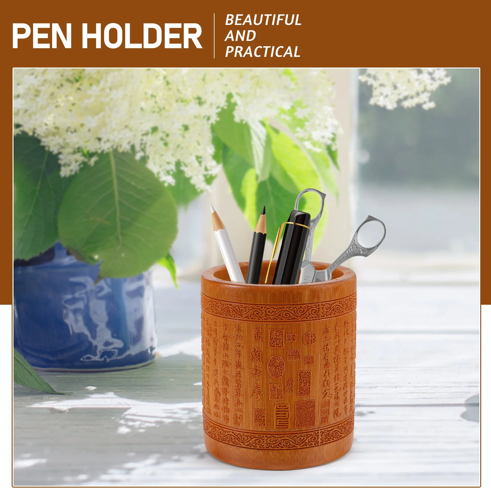 Настольный держатель для ручек рабочий декор бамбуковый горшок кисть письма