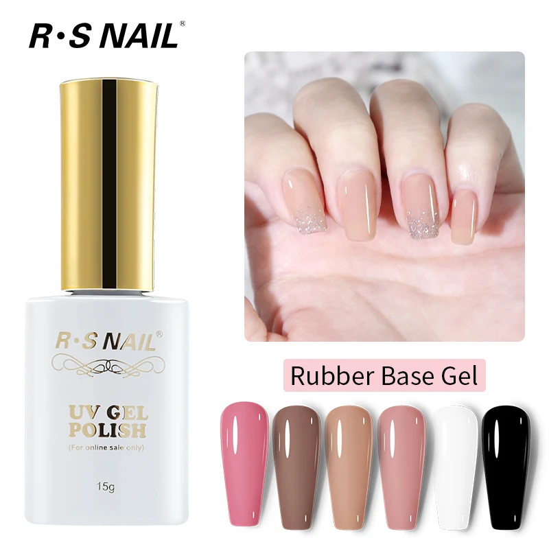

RS Nail Rubber Base Gel Nail Polish 15ml UV Semi Permanent Vernis Varnish French Manicure Nude Color Base Coat 2 IN 1 Lacquer