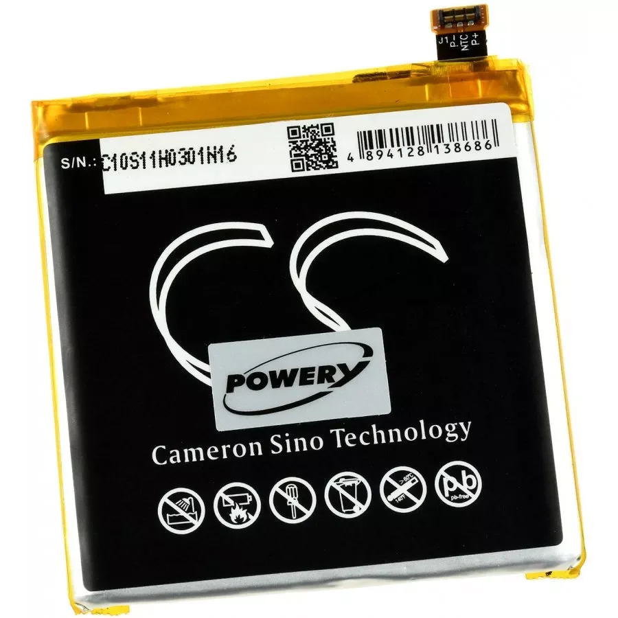 

NEW2023 Powery battery for BLACKVIEW BV6000S Smartphone, 3,8V, 3000mAh/11,4Wh, Li-Polymer, rechargeable, 60,06mm x 59,72mm x 5,8