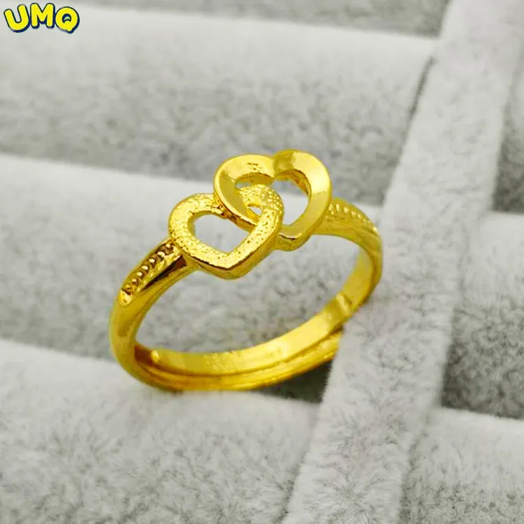 

Корейская мода женское позолоченное кольцо 24k женское утолщенное кольцо в форме сердца открытое Золотое звено маленький подарок для женщин
