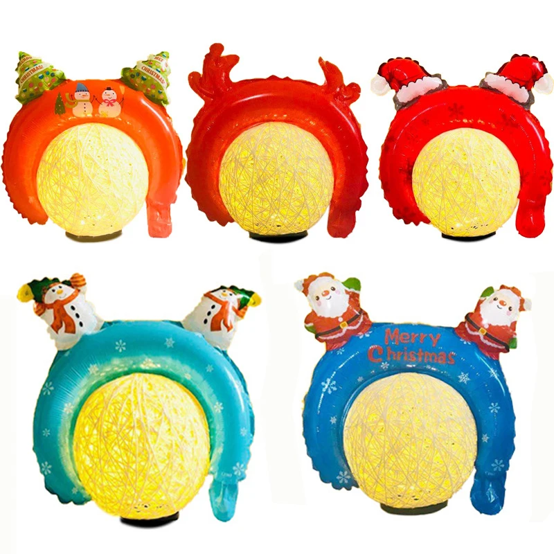 

5 шт., новогодние шапки-ленты для волос с Санта-Клаусом, снеговиком