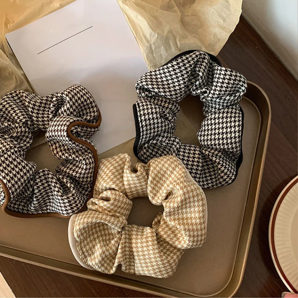 

1Pc Houndstooth Plaid Scrunchies Women Elastic Hair Bands Ponytail Holder Rubber Band Elegant Cloth Hair Rope Hair Accessory