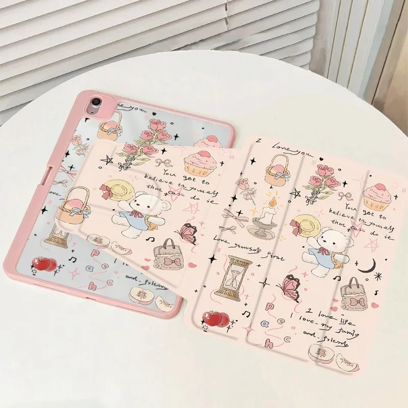 Умный чехол с вращением на 360 градусов для iPad Air 6 10th Gen 5th 4th 10.9 Pro 11 2020 IPad 10.2 7th 9th 8th Happy