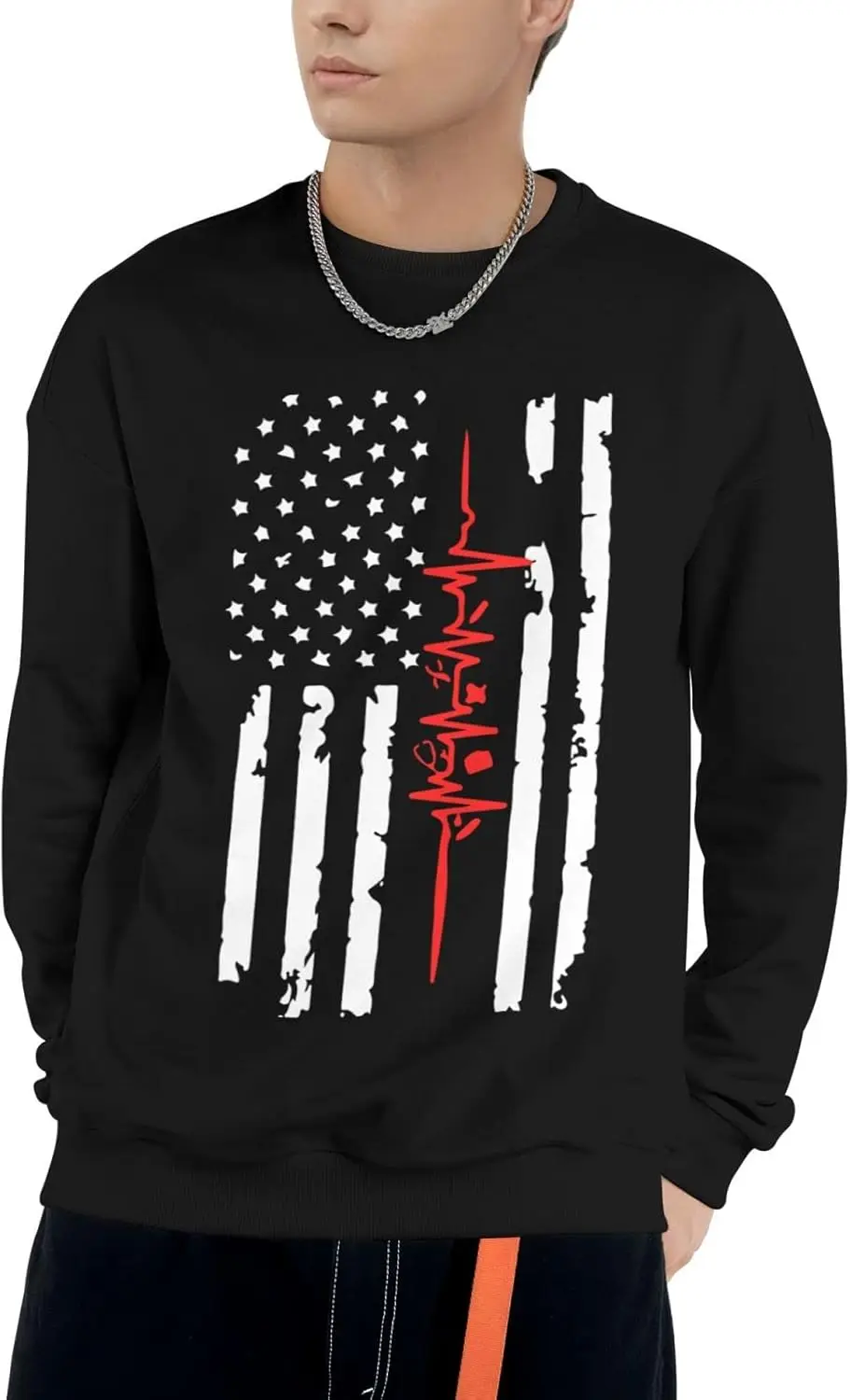 TEICCI Мужская и женская толстовка с круглым вырезом пуловер американским флагом