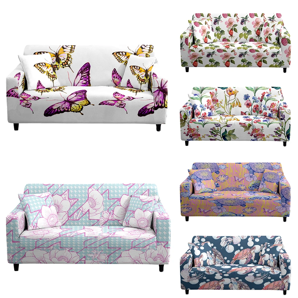 

Ocean Style Sea Turtle Goldfish Cover Sofa 1/2/3/4-Seat Sectional L-Shape All-Inclusive Elastic Sofa Seat Cover Strech Cover