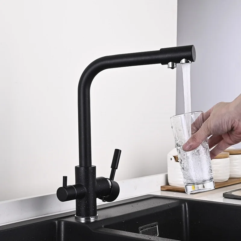

Кухонный смеситель с фильтром для гурманов, матовый черный кран для питьевой воды, 3 способа, для горячей и холодной воды