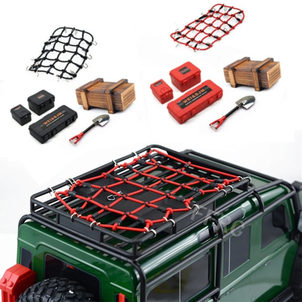 

6PCS Car Trunk Rooftop Net Latex Elastic Cargo Luggage Storage Organizer Bungee Mesh Universal For TRX4 SCX10 D90 RC Car