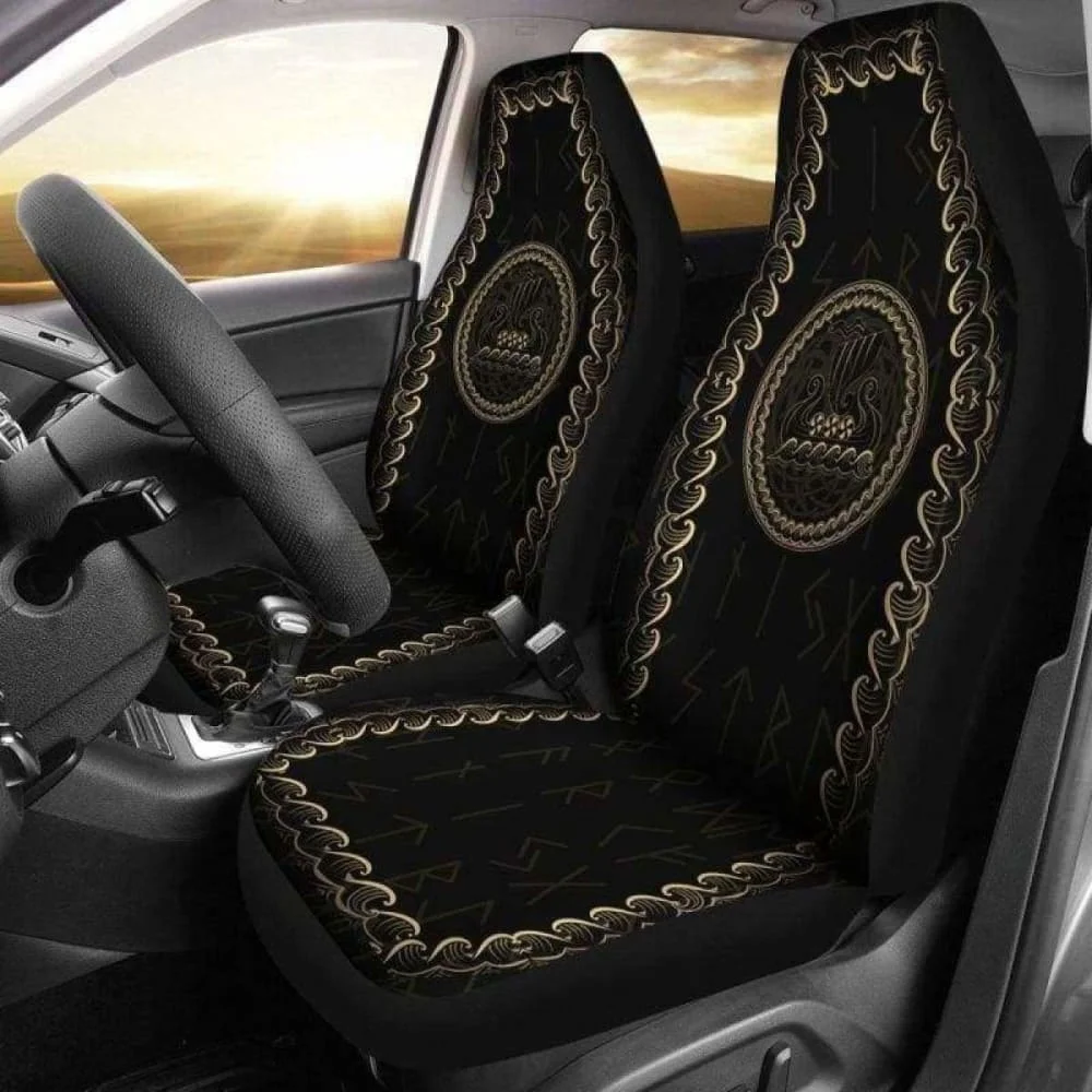 

Viking Drakkar Longship Tree Of Life Car Seat Covers,Pack of 2 Universal Front Seat Protective Cover