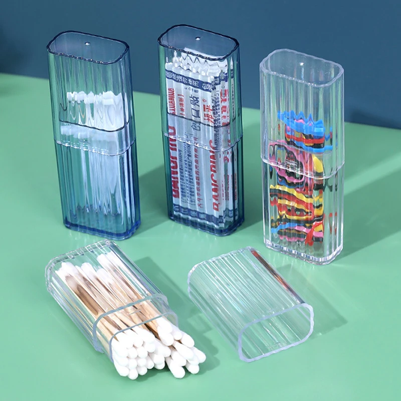 

Portable Transparent Mini Storage Box Travel Toothpick Cotton Swab Box Simple Small Object Band-aid Classification Finishing Box