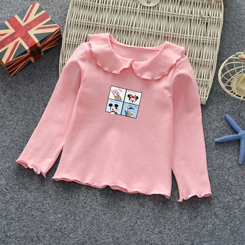 

2022 Spring and Autumn Girls' Tops Children's Long-sleeved Bottoming Shirts Printing Cartoon Round Neck Girl Clothing