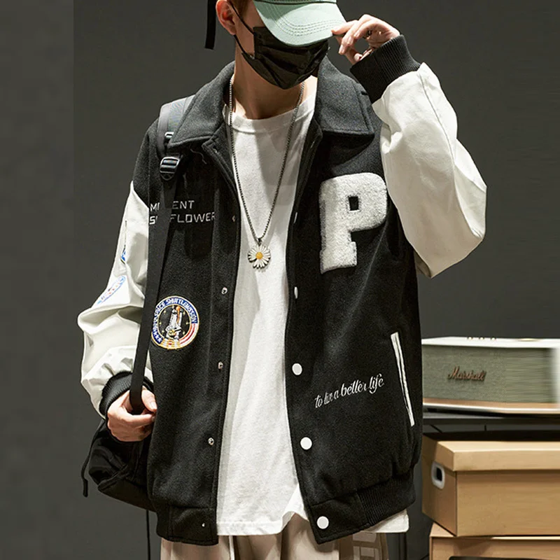 

Бейсбольные повседневные свободные куртки, Корейская верхняя одежда в стиле Харадзюку, винтажная верхняя одежда большого размера с надписью и вышивкой для студентов