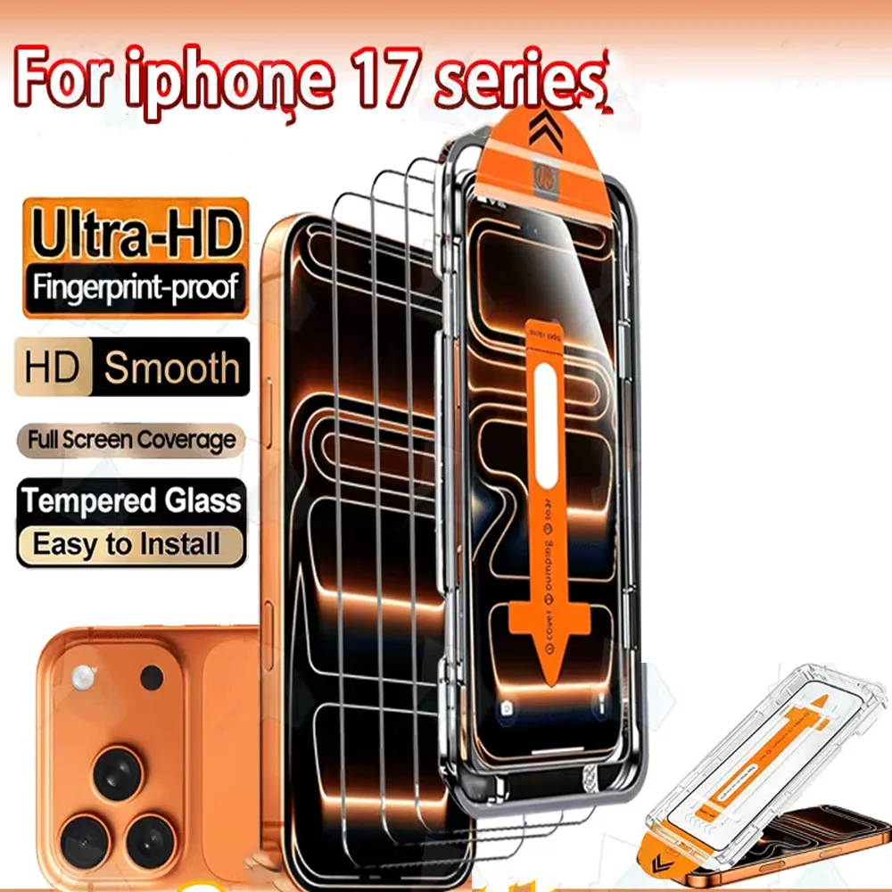 Фото 3 шт. защитных стекол HD для iPhone 16 Pro Max, 17 Air, 15, 14 Plus, 13, 12, 16e, 11, X, XR, XS, 6, 7, 8 PLUS, SE – Закаленное стекло, простая установка №1