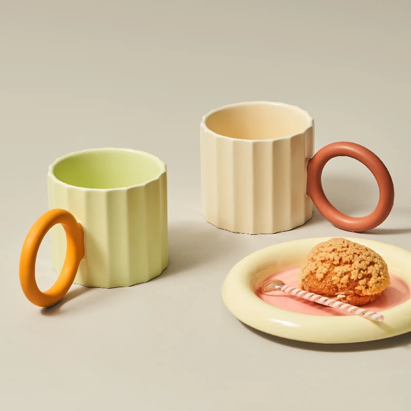

Кофейная кружка с большой ручкой, японская керамическая чашка для кофе, чая, молока, воды, пара предметов, для микроволновой печи, креативный подарок на день рождения, кофейная чашка