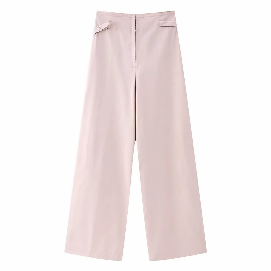 

Women 2023 New Chic Fashion Summer Restore Ancient Ways Straight Apricot High-waisted Match Belt Long Trousers
