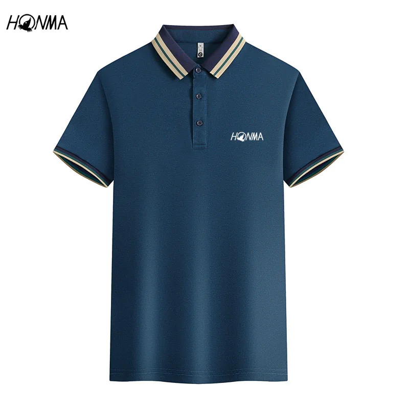 

HONMA Embroidery Logo Men Golf Shirt Summer Breathable Sports Golf Clothing Short-sleeved Sweat-wicking Jersey Lapel POLO Shirt