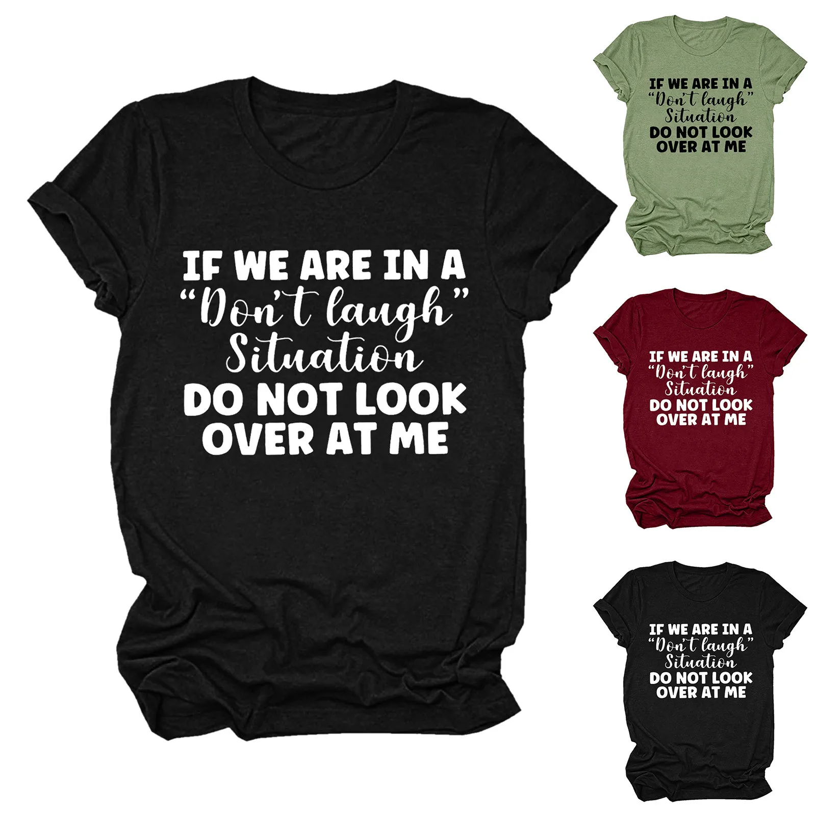 

Женская летняя футболка с буквенным принтом, круглым вырезом и коротким рукавом