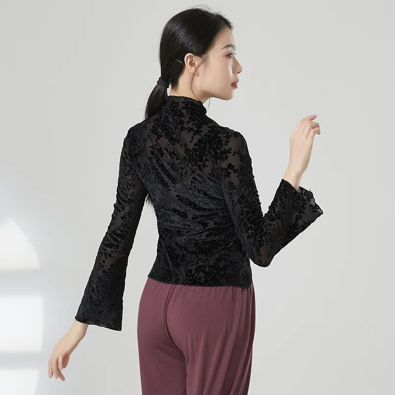 Женский приталенный костюм для танца живота блузка с длинным рукавом и ложным