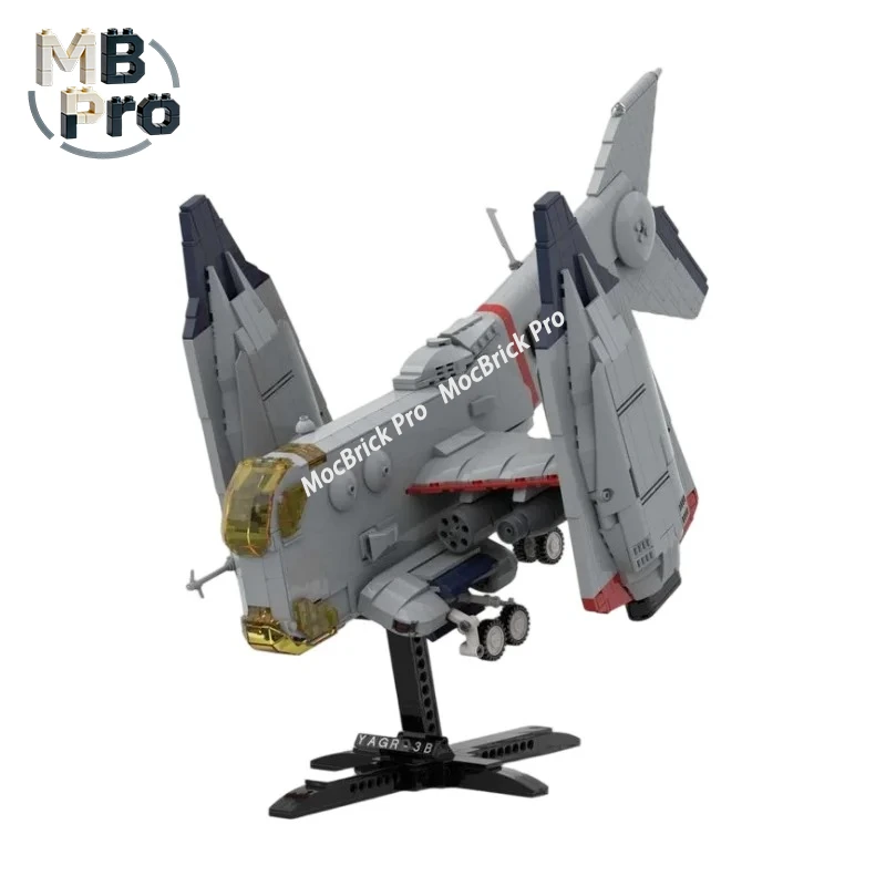 Фото Набор строительных блоков YAGR-3B: Многоракетный истребитель VTOL с наклонным двигателем, научно-фантастический боевой самолет, развивающая игрушка для хобби №4