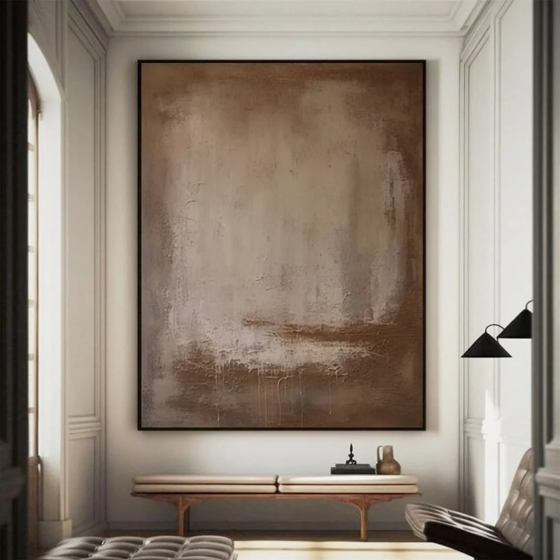 Коричневый Абстрактная Ручная Роспись Текстурированная Картина Ваби Саби