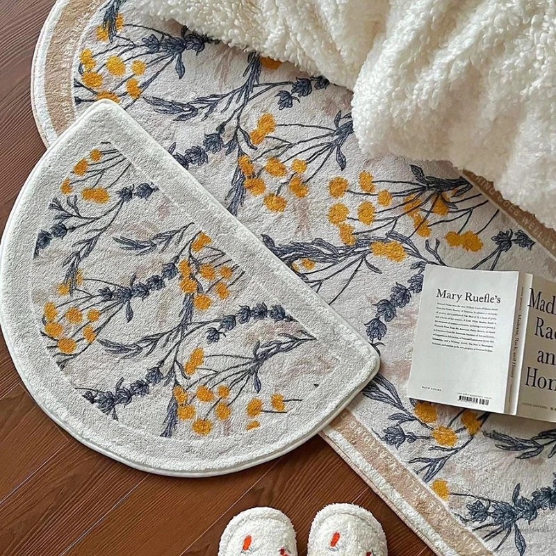 

Garden Flower Floor Mat Bathroom Absorbent and Non Slip Foot Mats Soft Imitation Cashmere Carpet Entrance Bedroom Study Indoor
