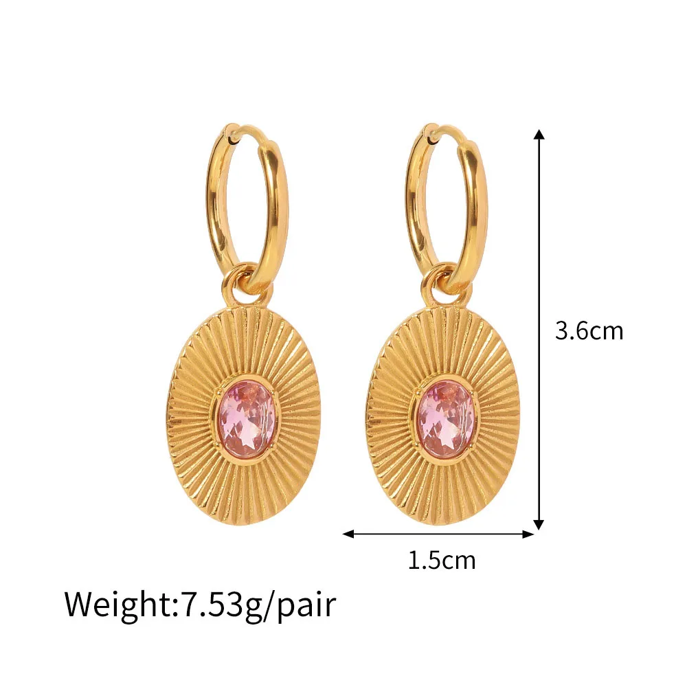 Stainless Steel PVD 18K Gold Plated Tarnish Waterproof Colorful Crystal Inlay Drop Earrings For Woman Jewelry Wholesale Trendy